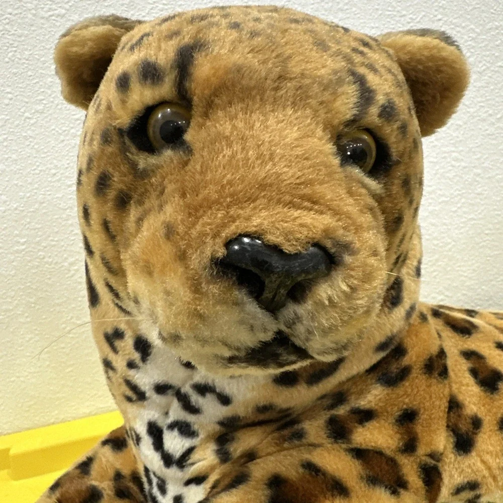 Vintage Huge Kellytoy Cheetah Leopard Wildcat Plush laying down Over 4' W/ Tail‎